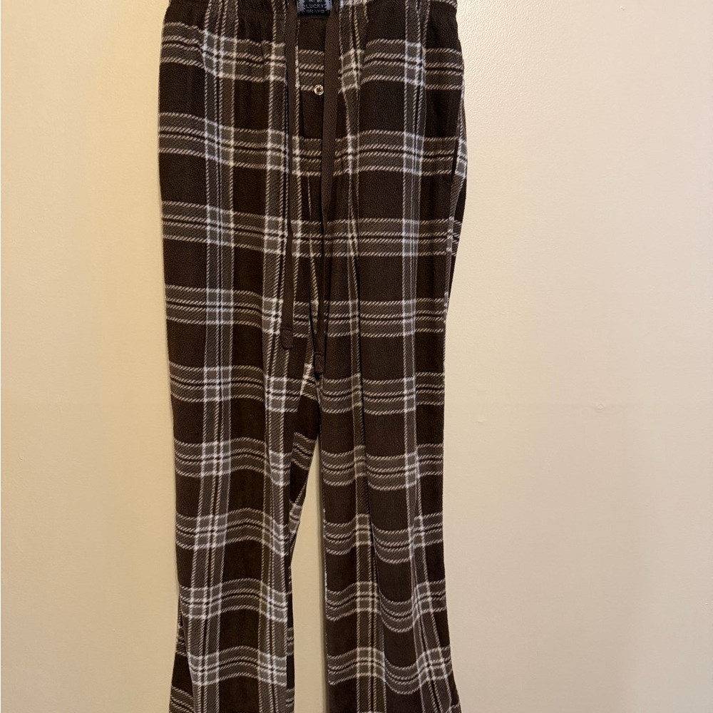 Lucky Brand Brown and Cream Plaid Lounge Pants